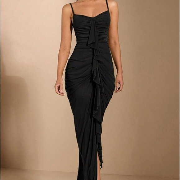 Floerns Dresses & Skirts - 🖤 NWT Black Sweetheart Ruched Maxi Dress – XS